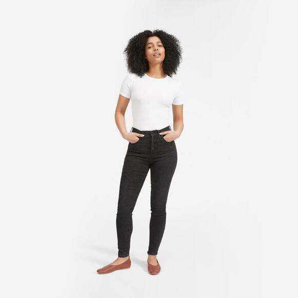 Everlane Denim - Everlane The Authentic Stretch High-Rise Skinny Button Fly - Size 25 Ankle